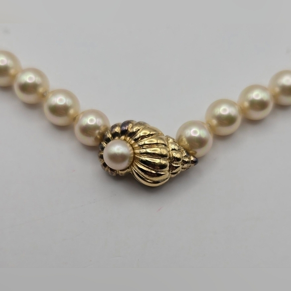 Majorica Pearl Necklace & Earrings Set 925 Vermeil Gold – Box & Papers - Picture 7 of 16